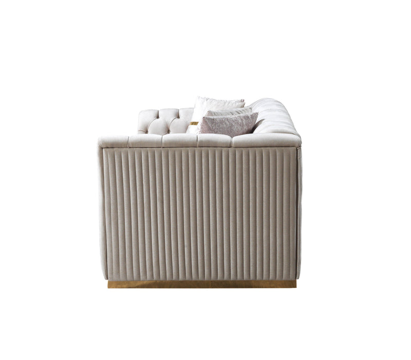 Milena Ivory Velvet Sofa & Loveseat - MILENAIV-SL