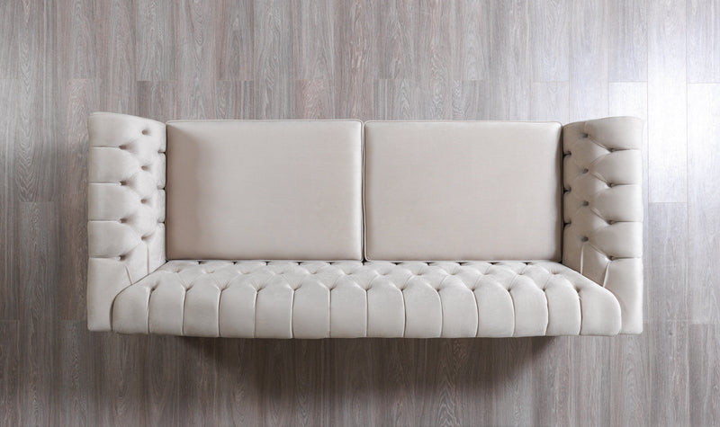 Milena Ivory Velvet Sofa & Loveseat - MILENAIV-SL