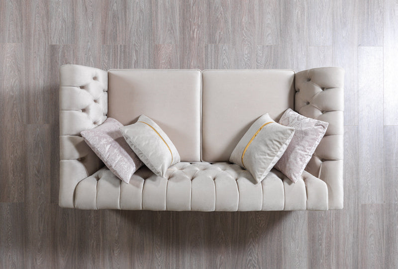 Milena Ivory Velvet Sofa & Loveseat - MILENAIV-SL