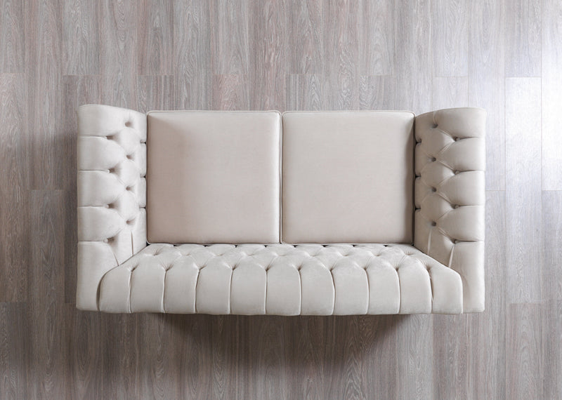 Milena Ivory Velvet Sofa & Loveseat - MILENAIV-SL