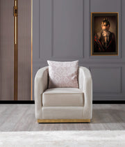 Milena Ivory Velvet Sofa & Loveseat - MILENAIV-SL
