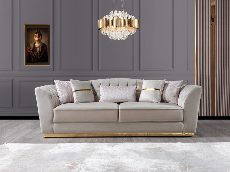 Milena Ivory Velvet Sofa & Loveseat - MILENAIV-SL
