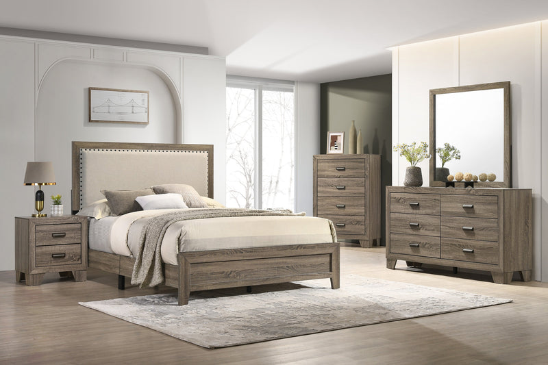Mille Brownish Gray Upholstered Bedroom Set - Gate FurnitureBedroom Set
