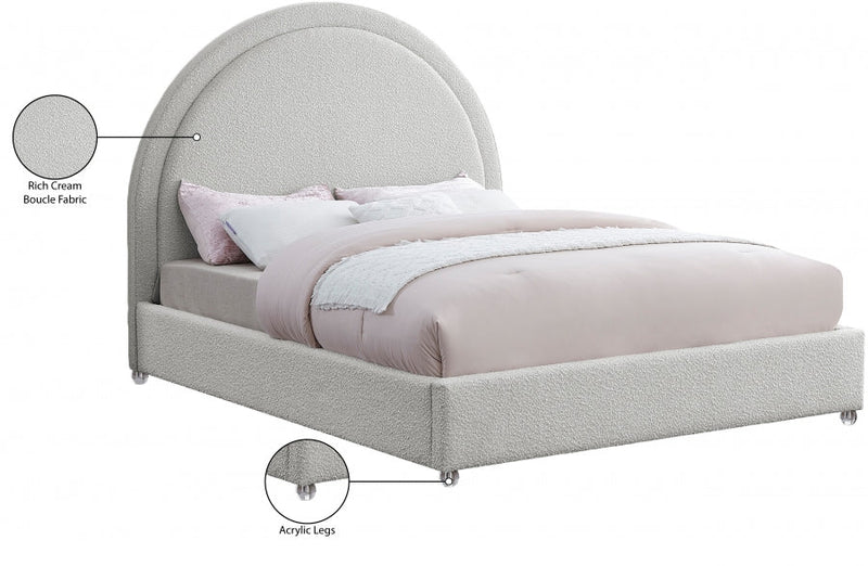 Milo Boucle Fabric King Bed Cream - Gate FurnitureKing Bed