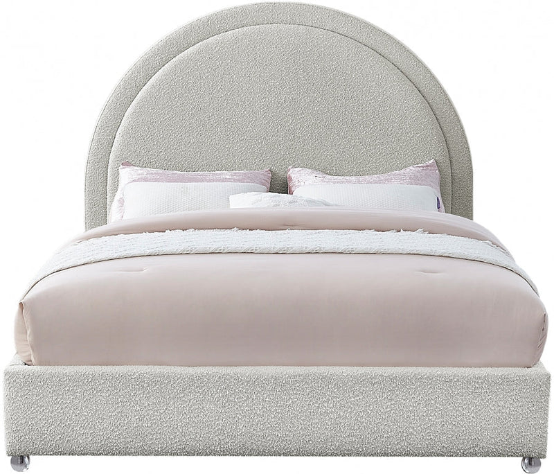 Milo Boucle Fabric King Bed Cream - Gate FurnitureKing Bed