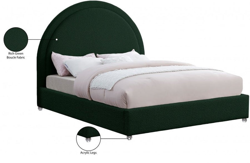 Milo Boucle Fabric King Bed Green - Gate FurnitureKing Bed