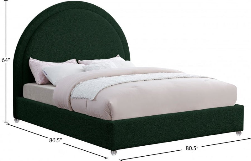 Milo Boucle Fabric King Bed Green - Gate FurnitureKing Bed