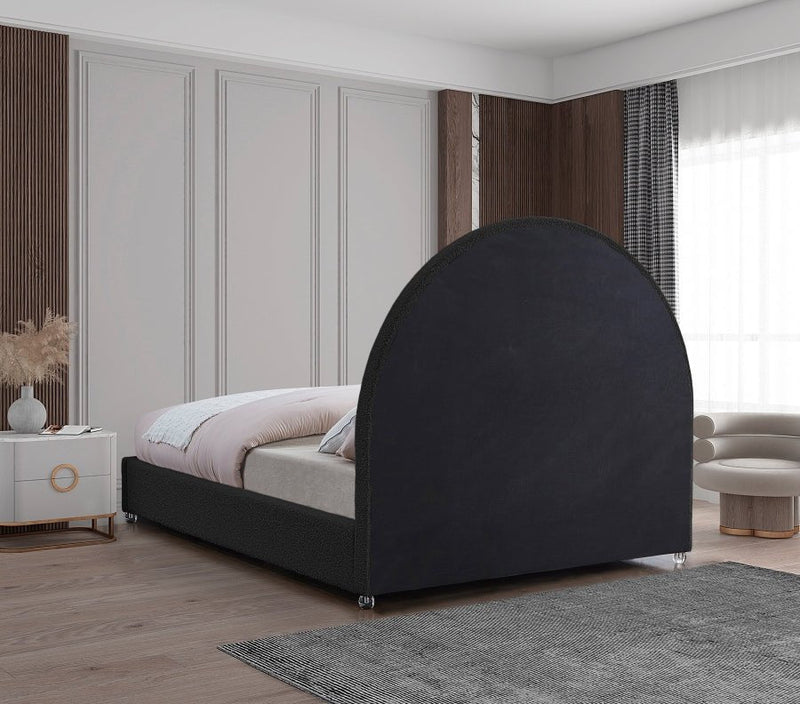 Milo Boucle Fabric Queen Bed Black - Gate FurnitureQueen Bed