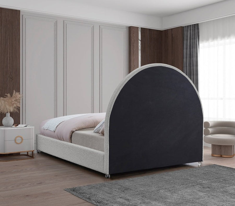 Milo Boucle Fabric Queen Bed Cream - Gate FurnitureQueen Bed
