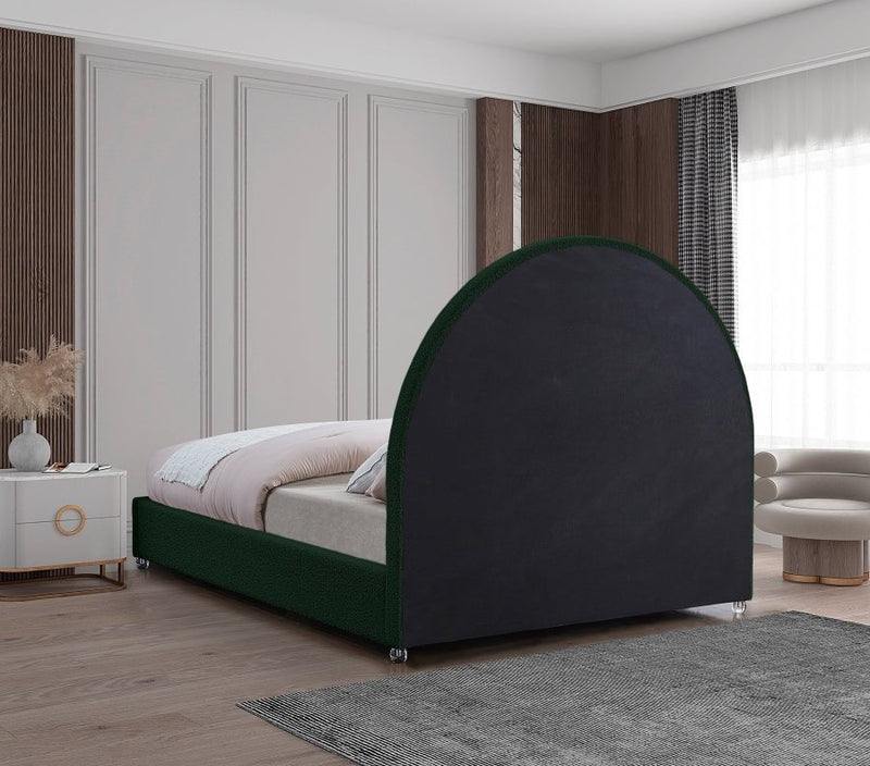 Milo Boucle Fabric Queen Bed Green - Gate FurnitureQueen Bed
