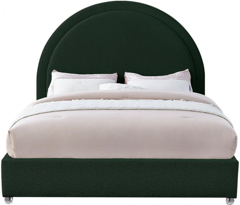 Milo Boucle Fabric Queen Bed Green - Gate FurnitureQueen Bed