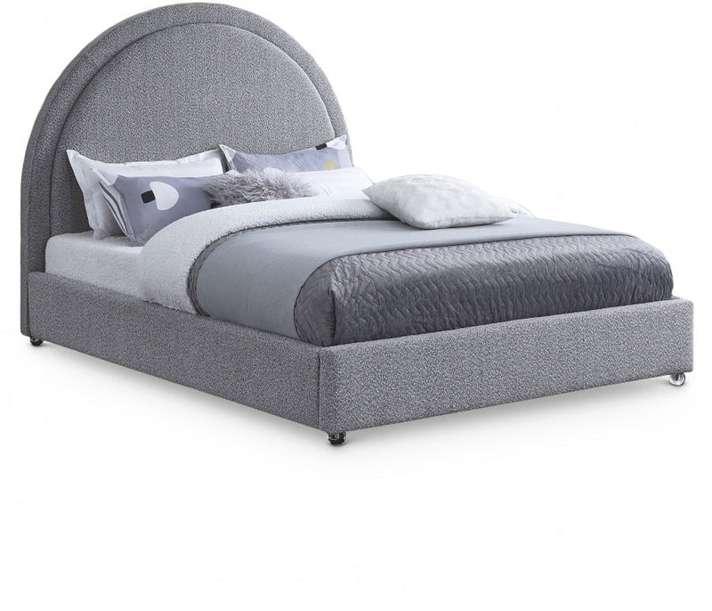 Milo Boucle Fabric Queen Bed Grey - Gate FurnitureQueen Bed