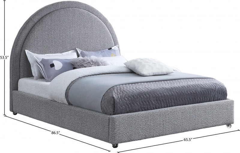 Milo Boucle Fabric Queen Bed Grey - Gate FurnitureQueen Bed