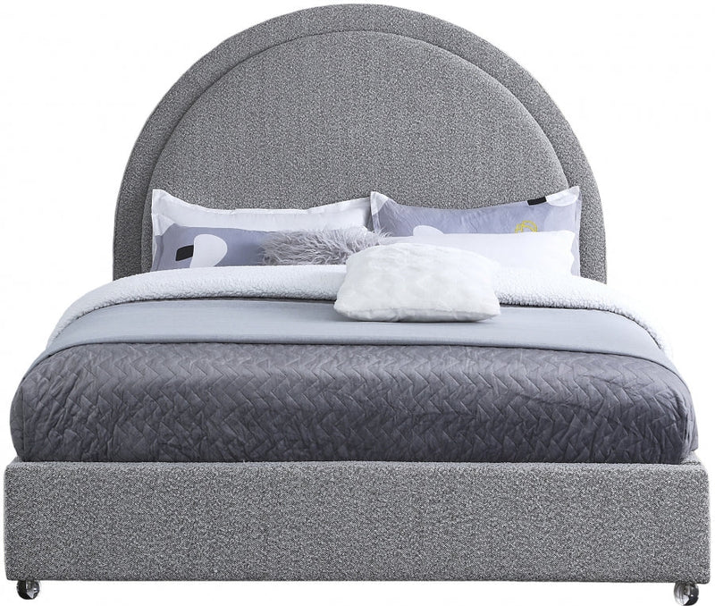 Milo Boucle Fabric Queen Bed Grey - Gate FurnitureQueen Bed