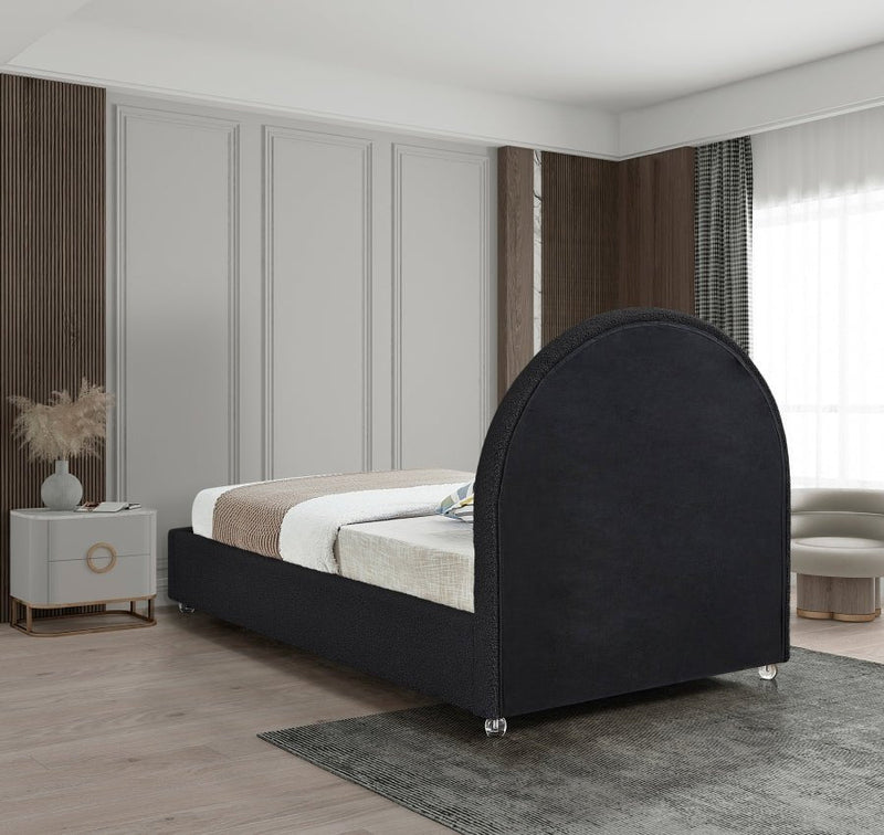 Milo Boucle Fabric Twin Bed Black - Gate FurnitureTwin Bed