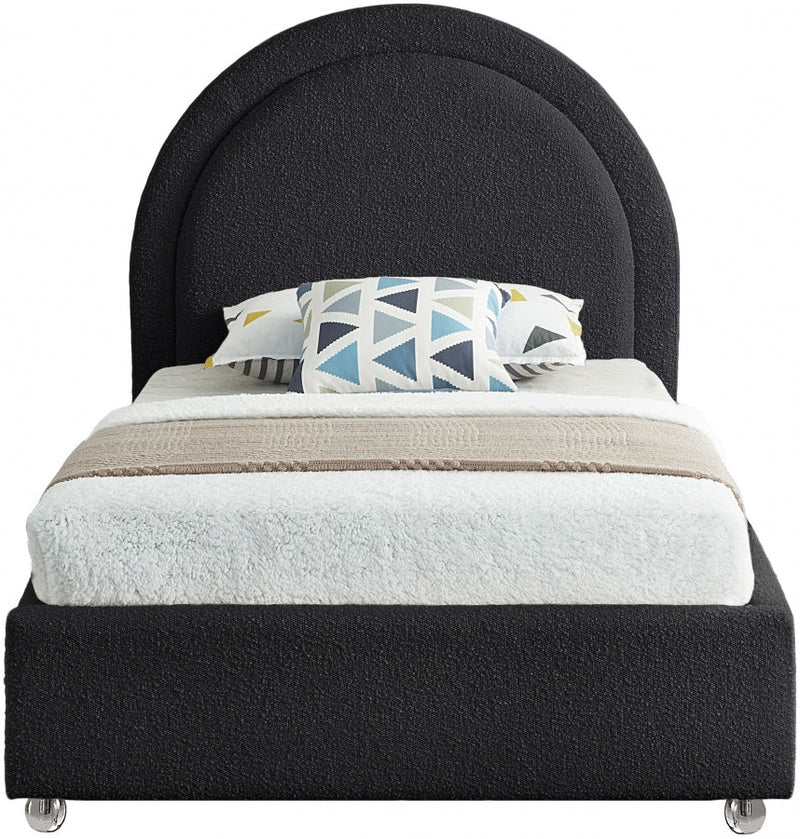 Milo Boucle Fabric Twin Bed Black - Gate FurnitureTwin Bed