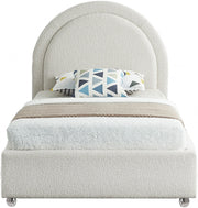 Milo Boucle Fabric Twin Bed Cream - Gate FurnitureTwin Bed