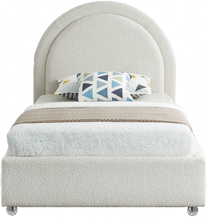 Milo Boucle Fabric Twin Bed Cream - Gate FurnitureTwin Bed