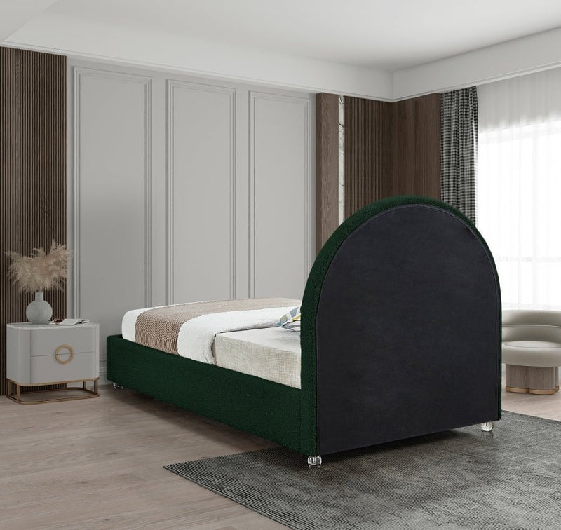 Milo Boucle Fabric Twin Bed Green - Gate FurnitureTwin Bed