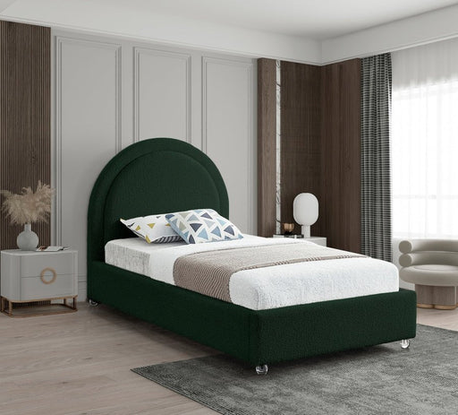 Milo Boucle Fabric Twin Bed Green - Gate FurnitureTwin Bed