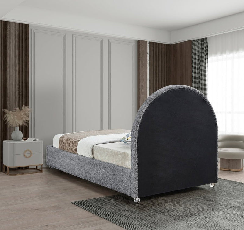 Milo Boucle Fabric Twin Bed Grey - Gate FurnitureTwin Bed