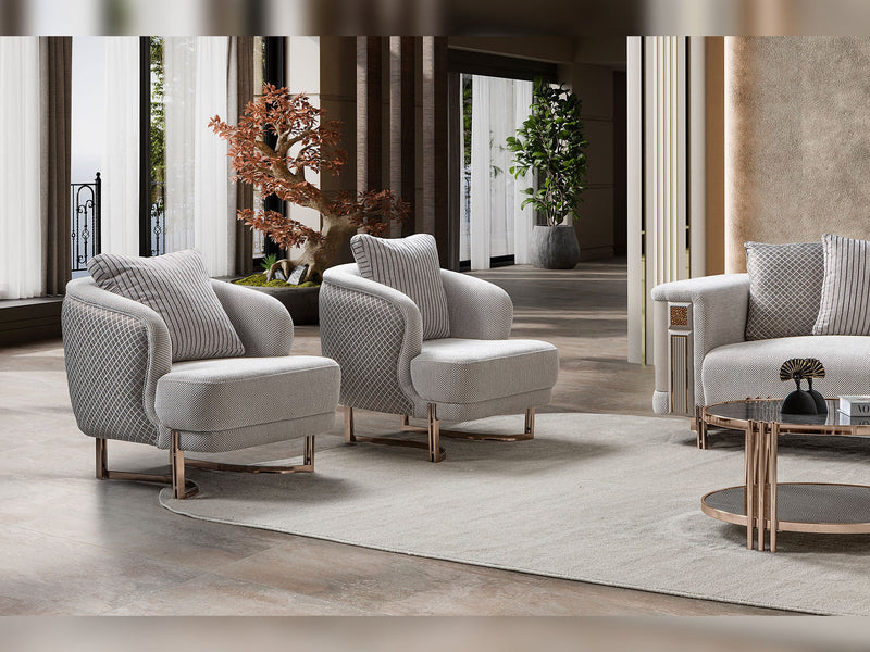 Mirage 3-pieces (Sofa & Loveseat & Chair) Livingroom Set - Bronze - 200-ST-MIR-EMK 774-V1-BRO-321