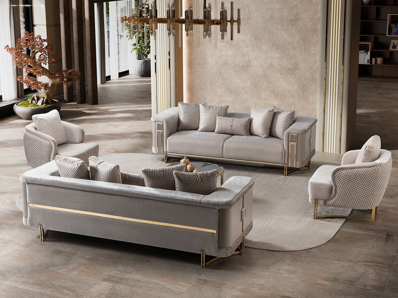 Mirage 3-pieces (Sofa & Loveseat & Chair) Livingroom Set - Bronze - 200-ST-MIR-EMK 774-V1-BRO-321