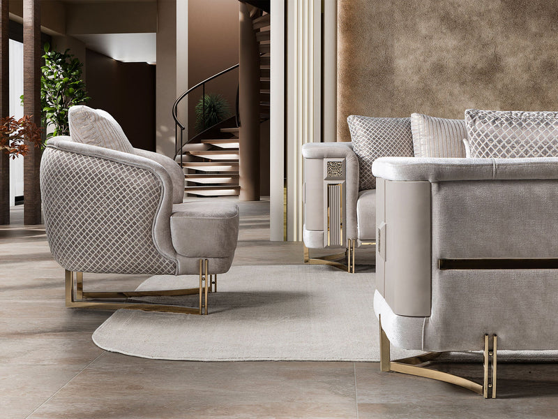 Mirage 3-pieces (Sofa & Loveseat & Chair) Livingroom Set - Bronze - 200-ST-MIR-EMK 774-V1-BRO-321