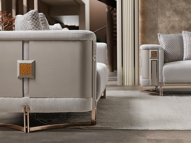 Mirage 3-pieces (Sofa & Loveseat & Chair) Livingroom Set - Gold - 200-ST-MIR-KENZO20-GOL-321