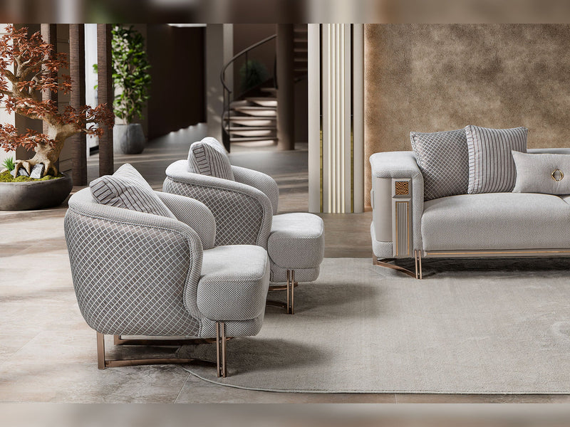 Mirage 3-pieces (Sofa & Loveseat & Chair) Livingroom Set - Gold - 200-ST-MIR-KENZO20-GOL-321