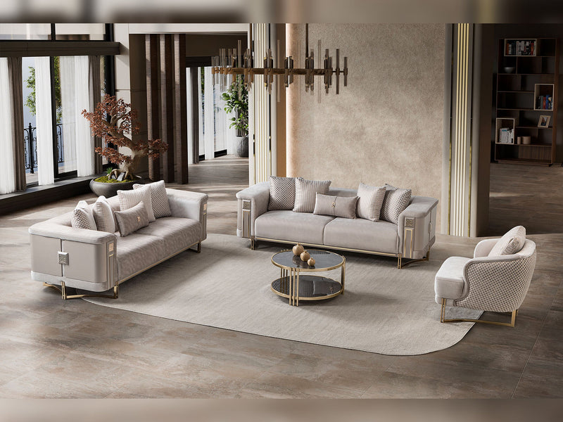 Mirage 3-pieces (Sofa & Loveseat & Chair) Livingroom Set - Gold - 200-ST-MIR-KENZO20-GOL-321