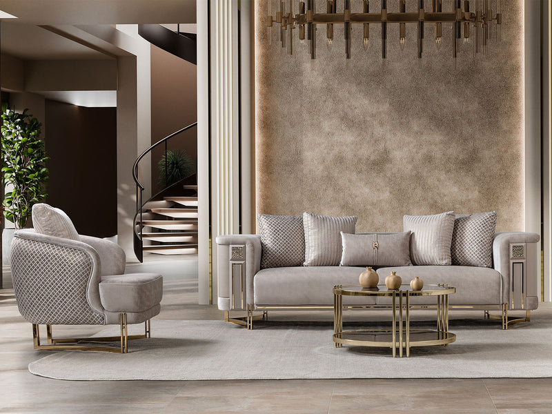 Mirage 3-pieces (Sofa & Loveseat & Chair) Livingroom Set - Gold - 200-ST-MIR-KENZO20-GOL-321