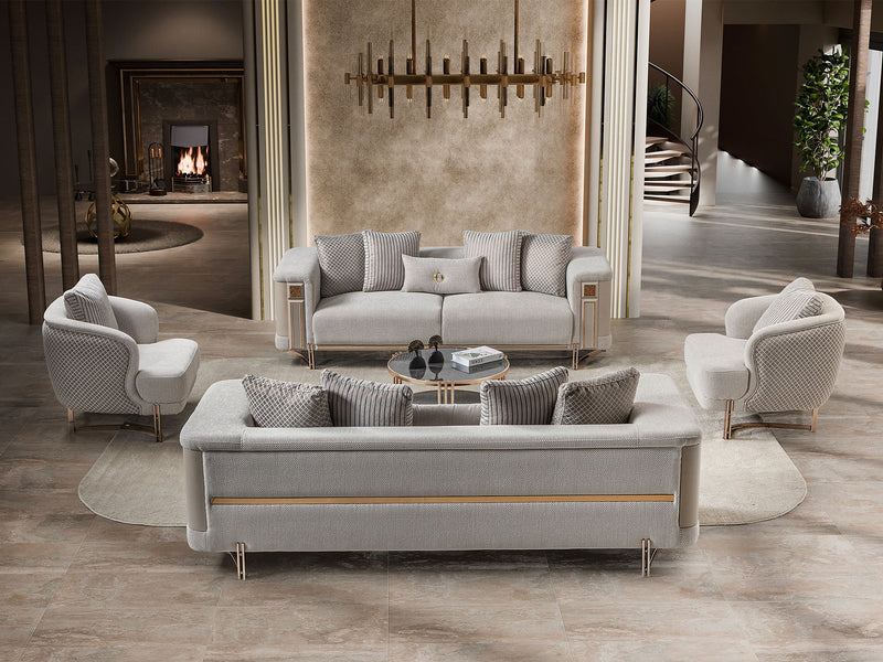 Mirage 3-pieces (Sofa & Loveseat & Chair) Livingroom Set - Gold - 200-ST-MIR-KENZO20-GOL-321