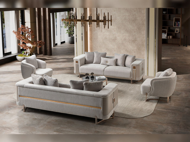 Mirage 3-pieces (Sofa & Loveseat & Chair) Livingroom Set - Gold - 200-ST-MIR-KENZO20-GOL-321