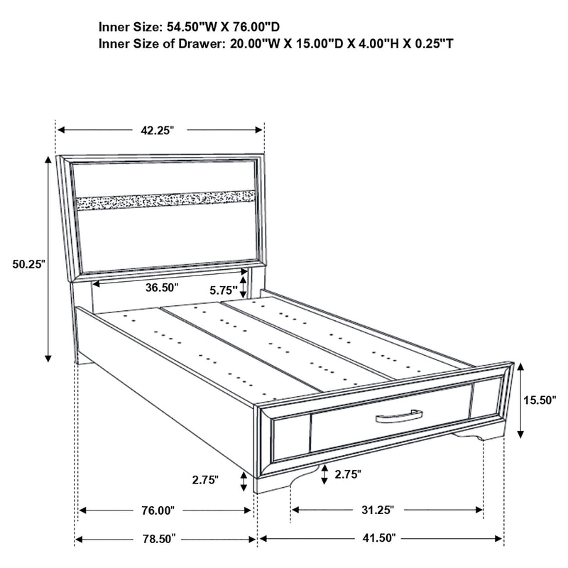 Miranda 4-piece Twin Bedroom Set White - 205111T-S4