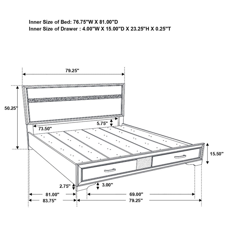 Miranda 5-piece Eastern King Bedroom Set White - 205111KE-S5