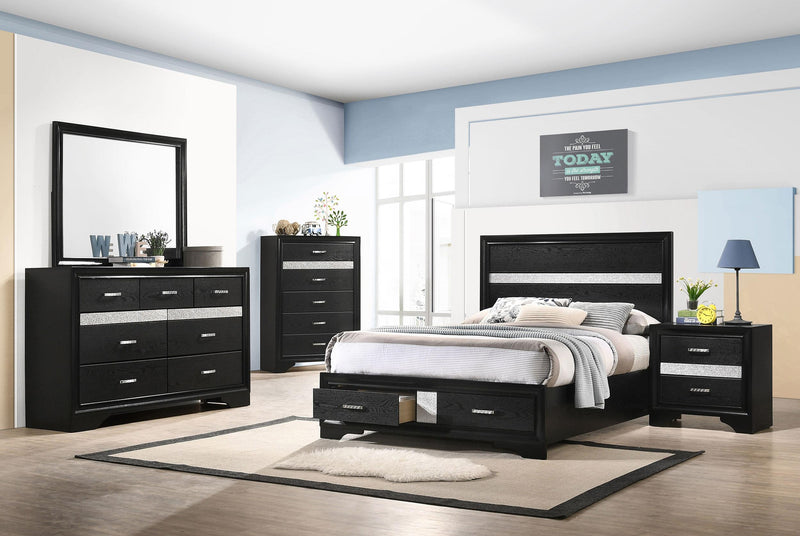 Miranda 51-inch Wood Full Storage Panel Bed Black - 206361F