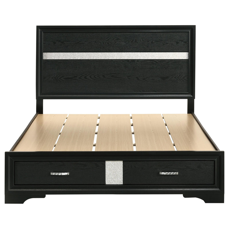 Miranda 51-inch Wood Queen Storage Panel Bed Black - 206361Q