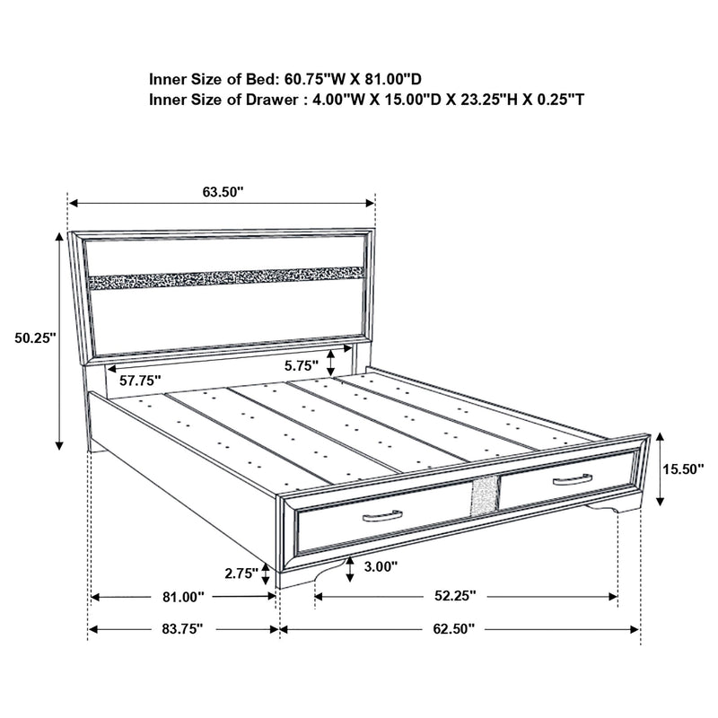 Miranda 51-inch Wood Queen Storage Panel Bed Black - 206361Q