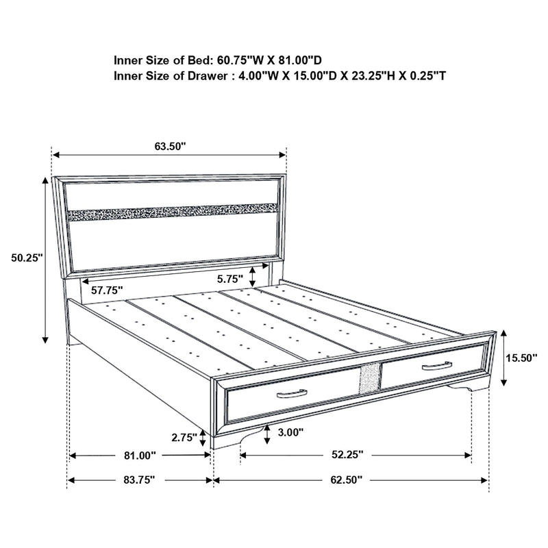 Miranda 51-inch Wood Queen Storage Panel Bed White - 205111Q