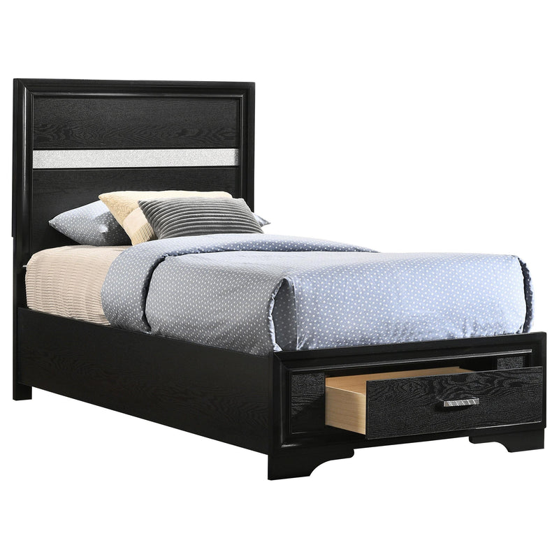 Miranda 51-inch Wood Twin Storage Panel Bed Black - 206361T