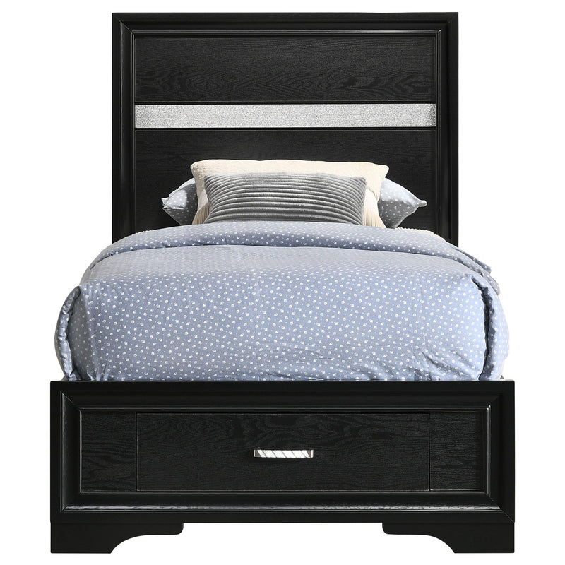 Miranda 51-inch Wood Twin Storage Panel Bed Black - 206361T