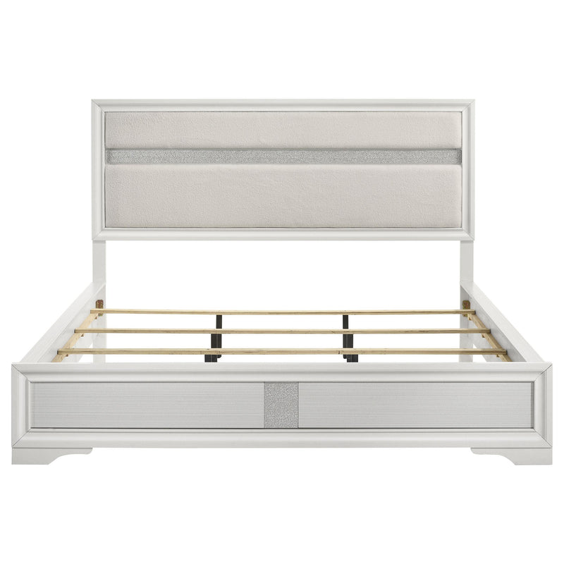 Miranda 54-inch Upholstered California King Panel Bed White - 205110KW