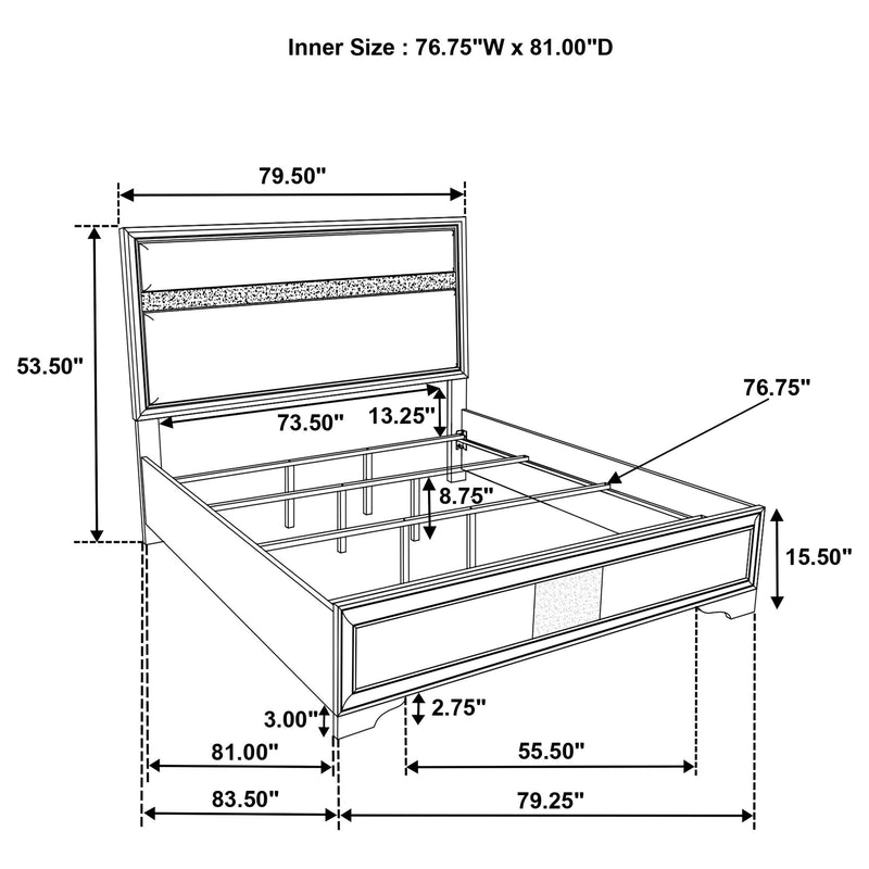 Miranda 54-inch Upholstered Eastern King Panel Bed White - 205110KE