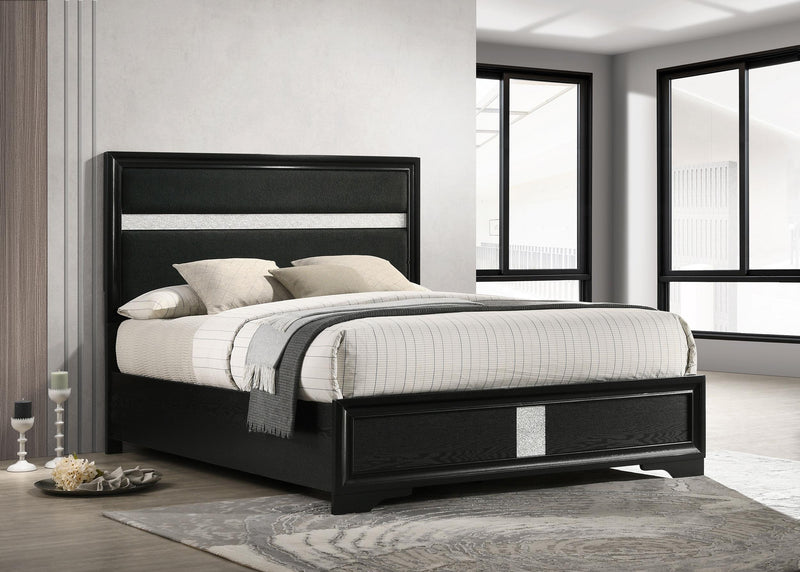 Miranda 54-inch Upholstered Queen Panel Bed Black - 206360Q