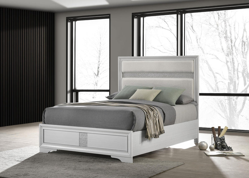 Miranda 54-inch Upholstered Queen Panel Bed White - 205110Q