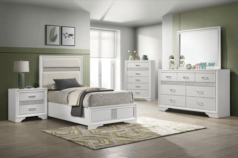 Miranda 54-inch Upholstered Twin Panel Bed White - 205110T