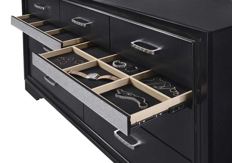 Miranda 7-drawer Dresser with Mirror Black - 206363M