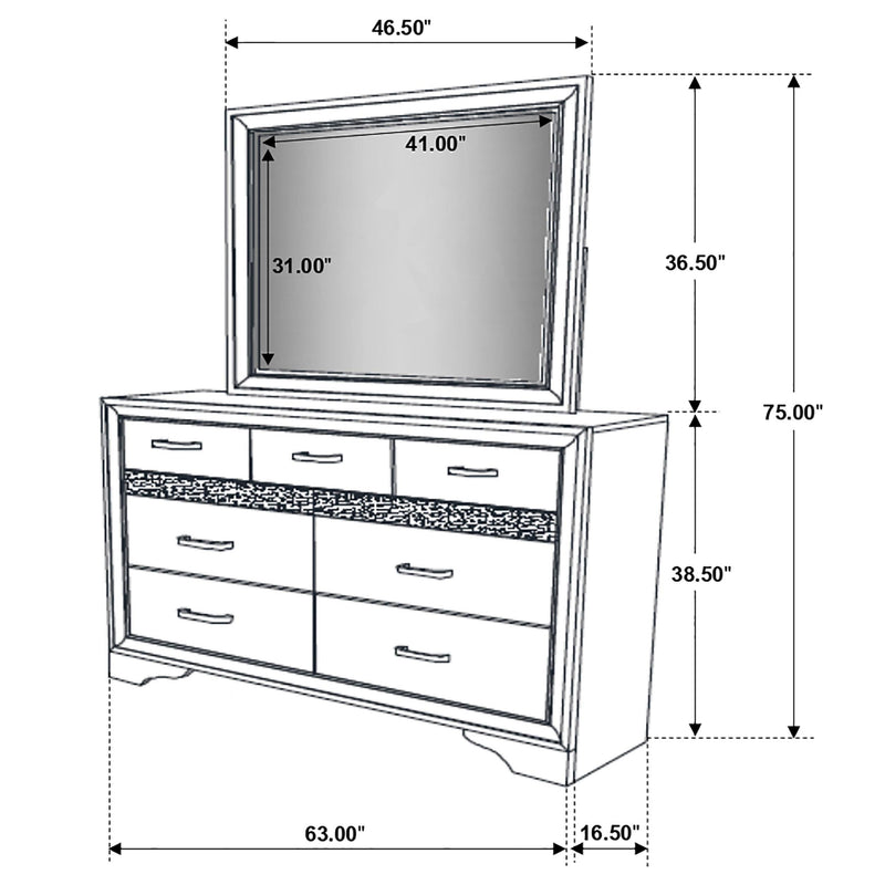 Miranda 7-drawer Dresser with Mirror Black - 206363M