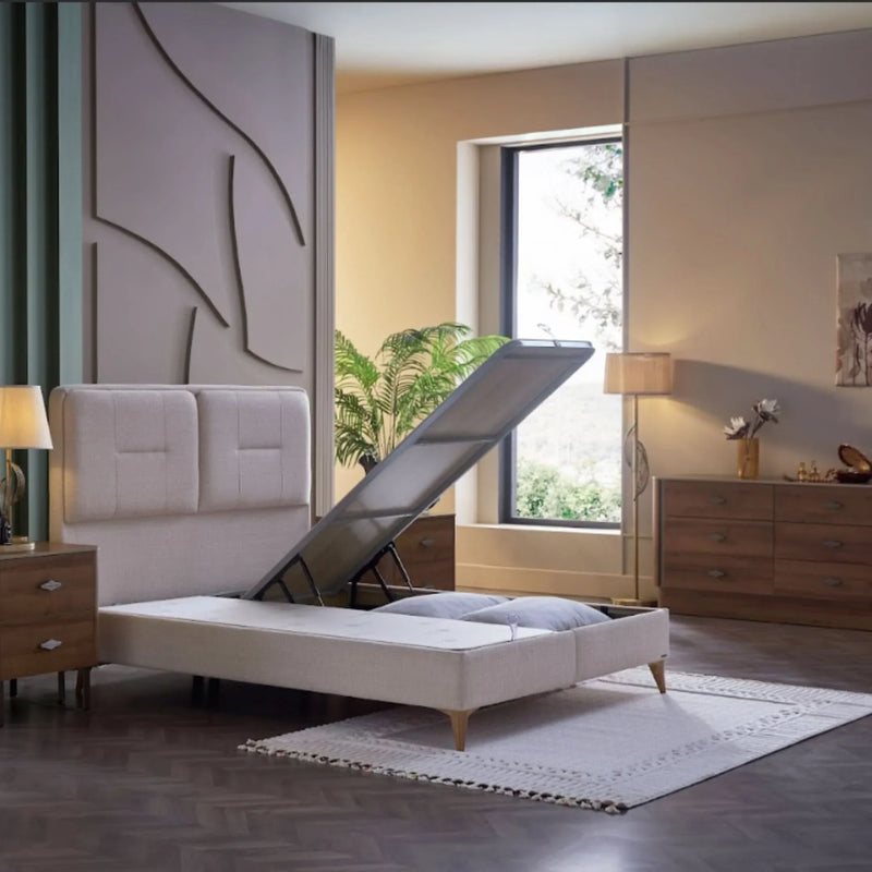 Mirante Cream Queen Lift Storage Bed from Bellona - Luna Furniture
